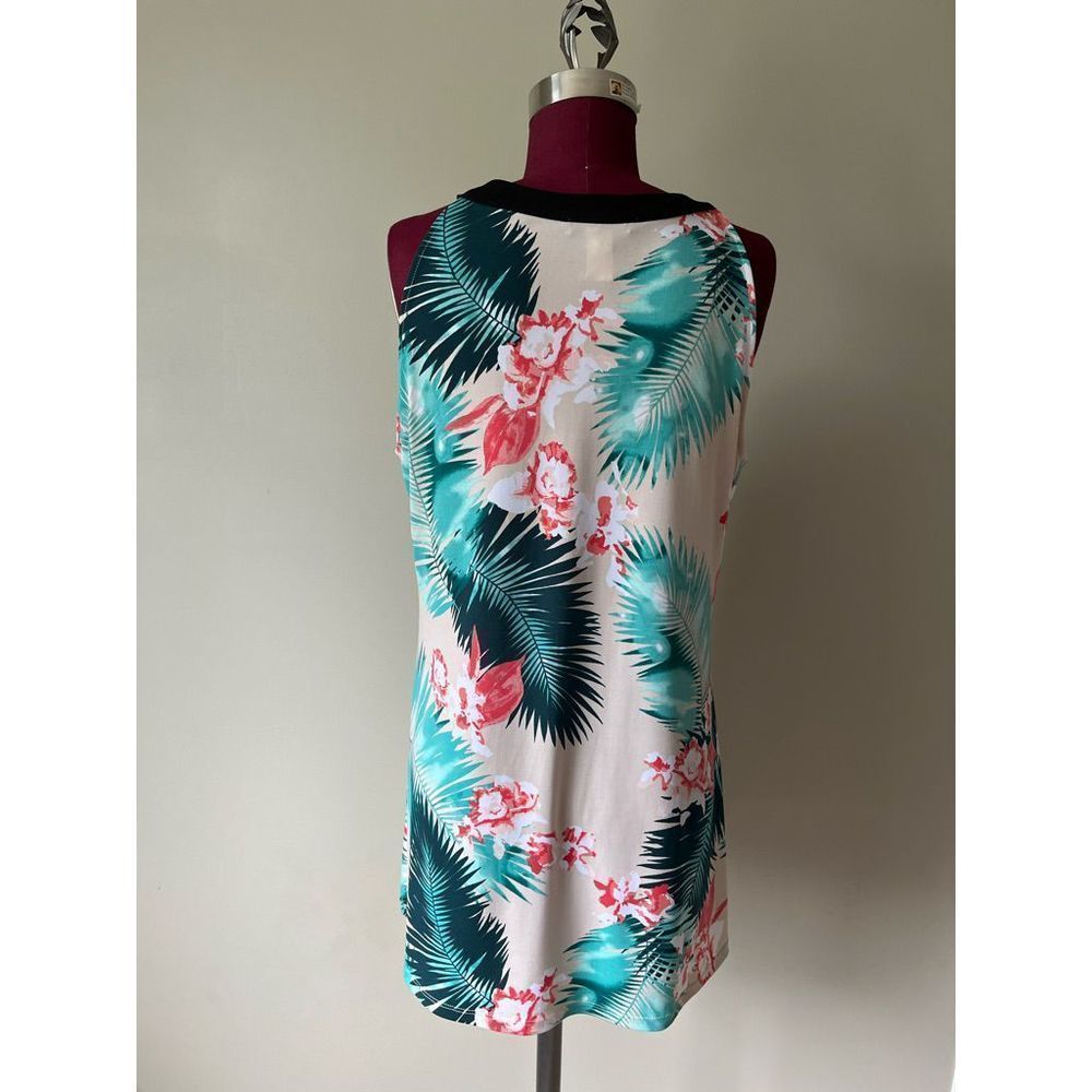 WHBM Racerback Palm Leaf & Flowers Tropical long top - Picture 5 of 9